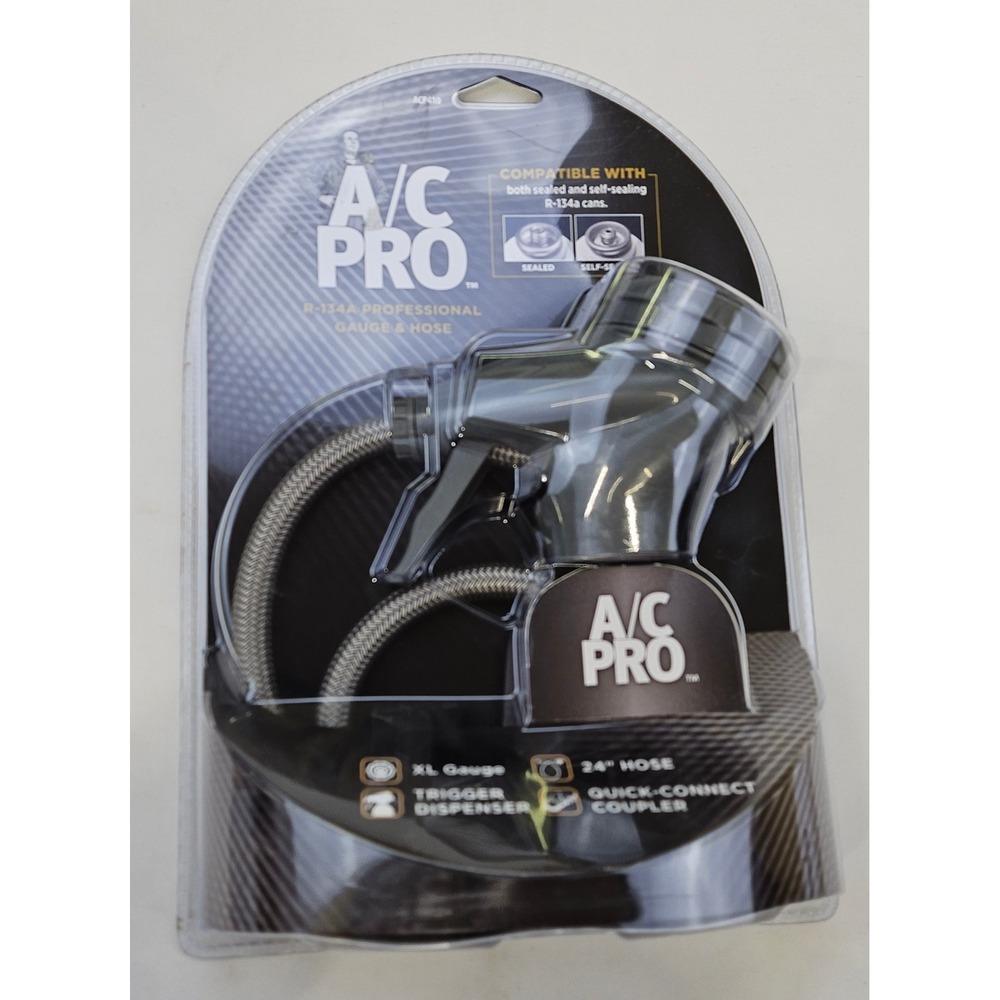 A/C Pro ACP410 R-134a Professional Gauge and Hose with 24 Inch Braided Hose NEW - Picture 1 of 6